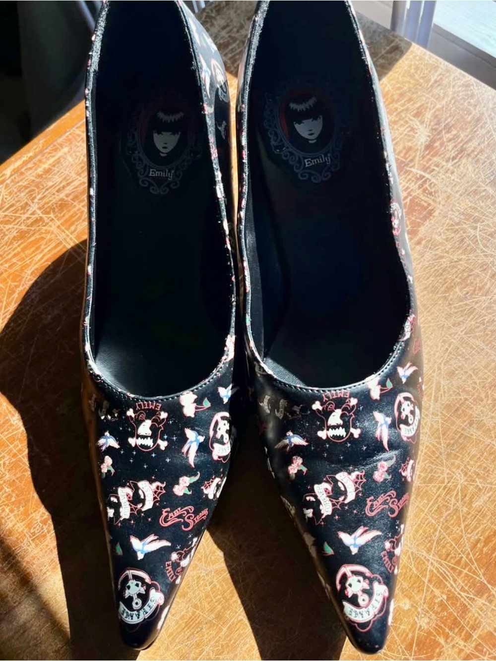 Emily the Strange Tattoo Flash kitten heel shoes